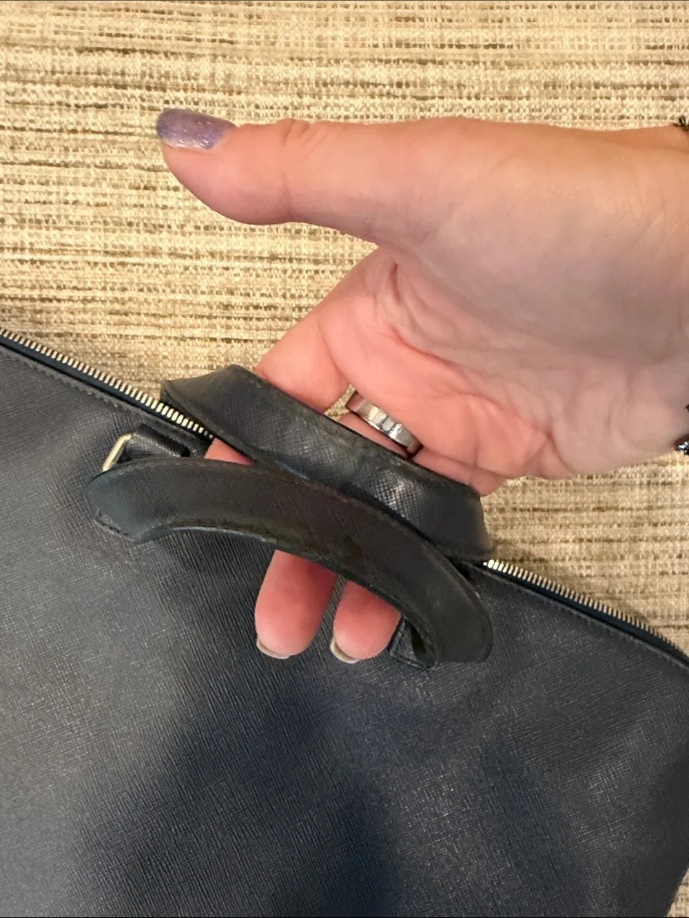 Prada Navy Saffiano Leather Work Briefcase